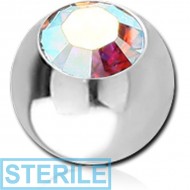 STERILE SURGICAL STEEL SWAROVSKI CRYSTAL JEWELLED MICRO BALL PIERCING