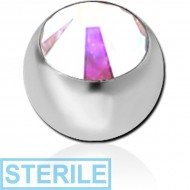 STERILE SURGICAL STEEL FLAT STONE SWAROVSKI CRYSTAL JEWELLED MICRO BALL