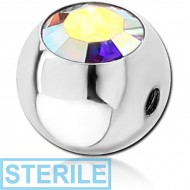 STERILE SURGICAL STEEL SIDE THREADED SWAROVSKI CRYSTAL JEWELLED MICRO BALL PIERCING