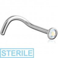 STERILE SURGICAL STEEL JEWELLED CURVED NOSE STUD