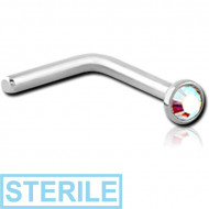 STERILE SURGICAL STEEL VALUE CRYSTAL JEWELLED 90 DEGREE NOSE STUD