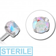 STERILE STERLING SILVER 925 JEWELLED PRONG SET PUSH FIT ATTACHMENT FOR BIOFLEX INTERNAL LABRET - ROUND PIERCING