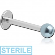 STERILE SURGICAL STEEL LABRET WITH ANODISED BALL PIERCING