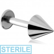 STERILE SURGICAL STEEL LABRET WITH CONE
