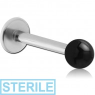 STERILE SURGICAL STEEL LABRET WITH UV BALL PIERCING