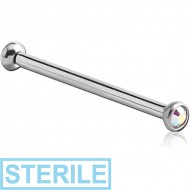 STERILE SURGICAL STEEL DOUBLE JEWELLED MICRO BARBELL PIERCING
