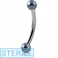 STERILE SURGICAL STEEL CURVED MICRO BARBELL WITH ANODISED BALLS PIERCING