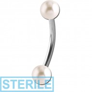 STERILE SURGICAL STEEL CURVED MICRO BARBELL WITH SYNTHETIC PEARLS PIERCING