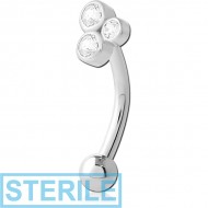 STERILE SURGICAL STEEL JEWELLED FANCY CURVED MICRO BARBELL PIERCING