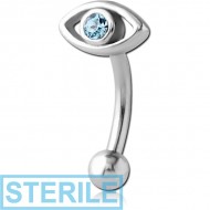 STERILE SURGICAL STEEL JEWELLED FANCY CURVED MICRO BARBELL - EYE PIERCING