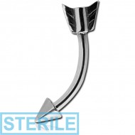 STERILE SURGICAL STEEL FANCY CURVED MICRO BARBELL - ARROW PIERCING