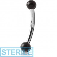 STERILE SURGICAL STEEL CURVED MICRO BARBELL WITH UV ACRYLIC BALLS PIERCING