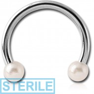 STERILE SURGICAL STEEL MICRO CIRCULAR BARBELL WITH SYNTHETIC PEARLS PIERCING