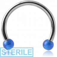 STERILE SURGICAL STEEL MICRO CIRCULAR BARBELL WITH UV ACRYLIC BALLS PIERCING