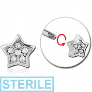 STERILE SURGICAL STEEL MICRO THREADED JEWELLED ATTACHMENT - STAR PIERCING