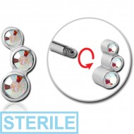 STERILE SURGICAL STEEL MICRO THREADED JEWELLED ATTACHMENT PIERCING
