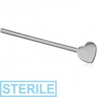 STERILE STERLING SILVER 925 HEART STRAIGHT NOSE STUD