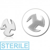 STERILE STERLING SILVER 925 PUSH FIT ATTACHMENT FOR BIOFLEX INTERNAL LABRET - NINJA STAR