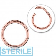 STERILE ROSE GOLD PVD COATED SURGICAL STEEL HINGED SEGMENT RING PIERCING