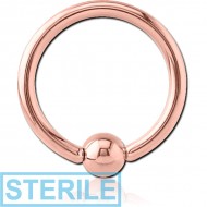 STERILE ROSE GOLD PVD COATED SURGICAL STEEL BALL CLOSURE RING PIERCING