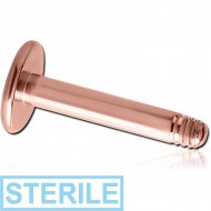 STERILE ROSE GOLD PVD COATED SURGICAL STEEL LABRET PIN PIERCING