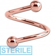 STERILE ROSE GOLD PVD COATED SURGICAL STEEL MICRO BODY SPIRAL PIERCING