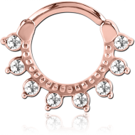 ROSE GOLD PVD COATED SURGICAL STEEL ROUND JEWELLED HINGED SEPTUM CLICKER