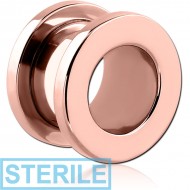 STERILE ROSE GOLD PVD COATED STAINLESS STEEL THREADED TUNNEL PIERCING