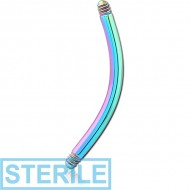 STERILE RAINBOW PVD COATED SURGICAL STEEL CURVED BARBELL PIN PIERCING