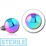 STERILE RAINBOW PVD COATED SURGICAL STEEL BALL FOR 1.2MM INTERNALLY THREADED PIN PIERCING