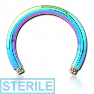 STERILE RAINBOW PVD COATED SURGICAL STEEL CIRCULAR BARBELL PIN PIERCING