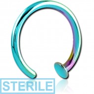 STERILE RAINBOW PVD COATED SURGICAL STEEL OPEN NOSE RING