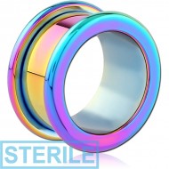 STERILE RAINBOW PVD COATED STAINLESS STEEL THREADED TUNNEL PIERCING