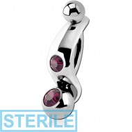 STERILE SURGICAL STEEL INTIMATE SHIELD AND JEWELLED MINI NAVEL BANANA PIERCING