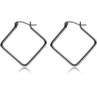 STERILE SURGICAL STEEL WIRE HOOP EARRINGS - RHOMBUS PIERCING