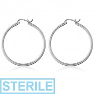 STERILE SURGICAL STEEL WIRE HOOP EARRINGS - ROUND