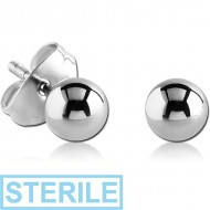 STERILE SURGICAL STEEL EAR STUDS PAIR - BALL 3MM PIERCING