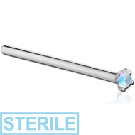 STERILE SURGICAL STEEL STRAIGHT PRONG SET 2MM JEWELLED NOSE STUD 15MM PIERCING