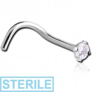 STERILE SURGICAL STEEL CURVED PRONG SET 2.5MM JEWELLED NOSE STUD PIERCING