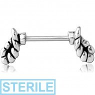 STERILE SURGICAL STEEL NIPPLE SHIELD BAR - GOAT HORNS PIERCING