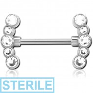 STERILE SURGICAL STEEL JEWELLED NIPPLE BAR PIERCING