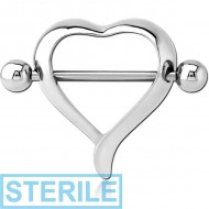 STERILE SURGICAL STEEL NIPPLE SHIELD - HEART PIERCING
