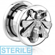 STERILE STAINLESS STEEL THREADED TUNNEL WITH SURGICAL STEEL TOP PIERCING