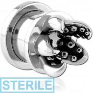 STERILE STAINLESS STEEL THREADED TUNNEL WITH SURGICAL STEEL TOP PIERCING