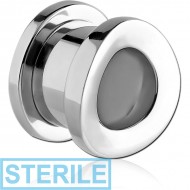 STERILE STAINLESS STEEL THREADED TUNNEL WITH SURGICAL STEEL TOP - CONVEX PIERCING