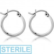 STERILE SURGICAL STEEL ROUND WIRE EAR HOOPS PAIR PIERCING