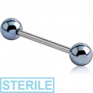 STERILE TITANIUM BARBELL WITH ANODISED SURGICAL STEEL BALL PIERCING