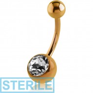 STERILE TITANIUM OPTIMA CRYSTAL JEWELLED NAVEL BANANA PIERCING