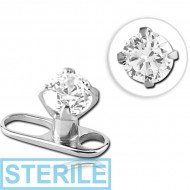 STERILE TITANIUM INTERNALLY THREADED DERMAL ANCHOR BIG HOLE WITH PRONG SET ROUND JEWELLED ATTACHMENT