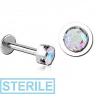 STERILE TITANIUM INTERNALLY THREADED JEWELLED LABRET - CROWN